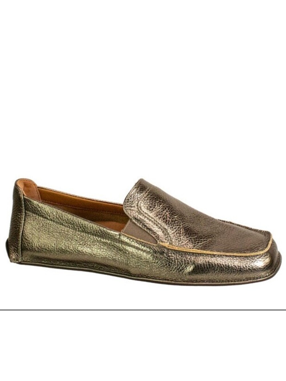 L’Amour Des Pieds Leather Falira Loafer In Hematite Gold Metallic Size U9 $230